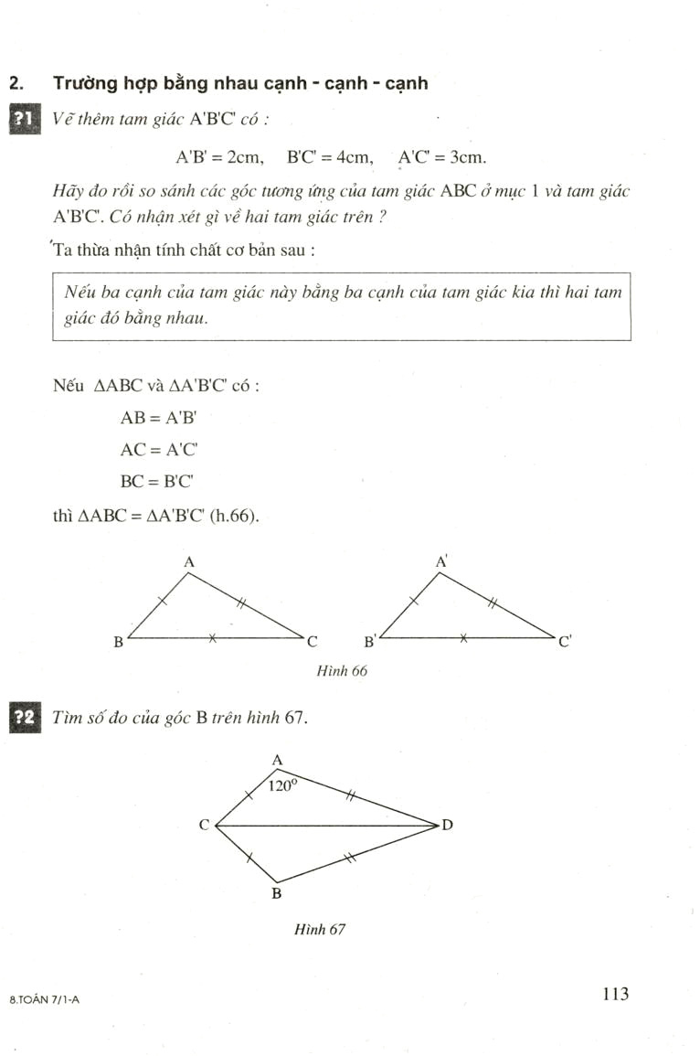 Trường hợp bằng nhau thứ nhất của tam giác: cạnh - cạnh - cạnh (c.c.c)
